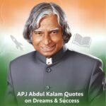Portrait of Dr. APJ Abdul Kalam with tricolor background, motivational theme showing books and rocket, symbolizing Wings of Fire, dreams, success, and inspiration for students.